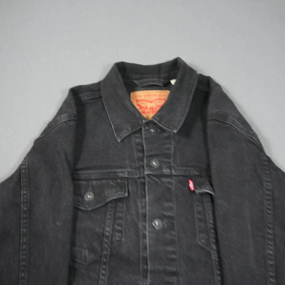 Levi's Black Denim Trucker Jean Work Moto Men Jacket M Type 3 Western